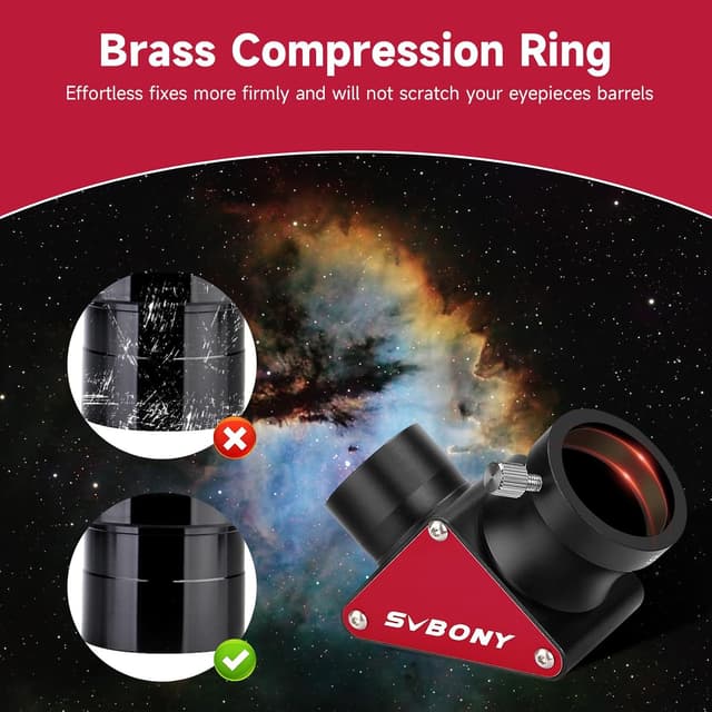 Detalle de Svbony SV188P : diagonale miroir diélectrique 1,25” à 90° pour télescopes réfracteurs