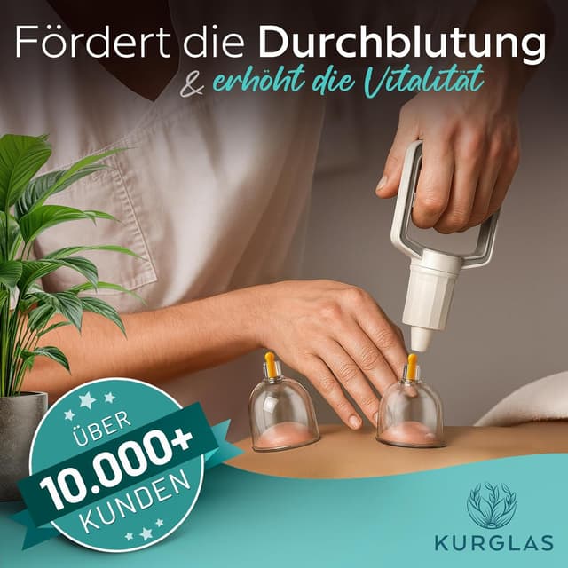 Thumbnail 6 de KURGLAS Schröpfgläser mit Vakuumpumpe (24 Stück) – Schröpfset aus Kunststoff mit Therapiemagneten & Faszienschaber