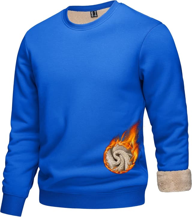 Thumbnail 6 de KEFITEVD Men’s Fleece-Lined Pullover Jumper Sweatshirt (Crew Neck)