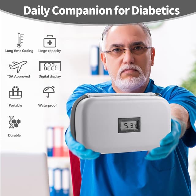 Thumbnail 6 de HIMDUZE Insulin-Kühltasche & Reisekoffer mit Temperaturanzeige, TSA-zugelassen – inkl. 2 wiederverwendbarer Kühlakkus