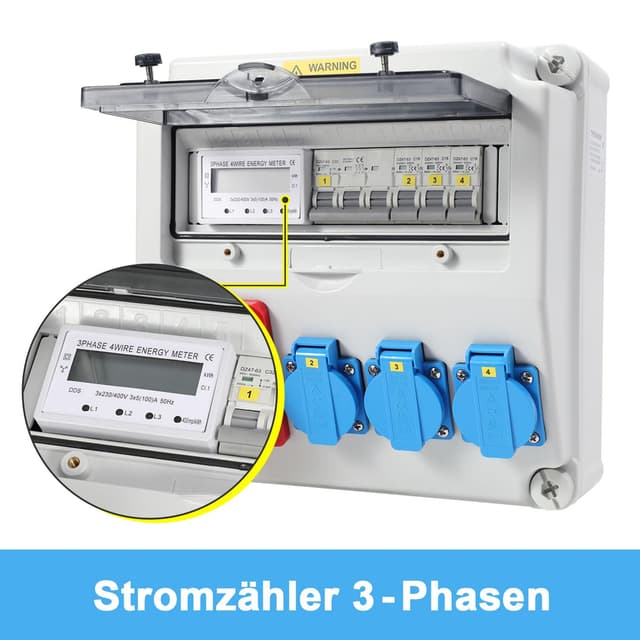 Detalle 2 de Wandverteiler mit Stromzähler 3 Phasen 100A