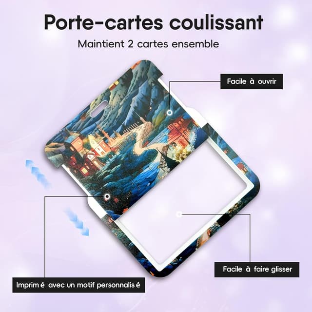 Detalle 2 de Porte-Badge personnalisé avec tour de cou, enrouleur et porte-cartes (strapp à clip à mousqueton pivotant)