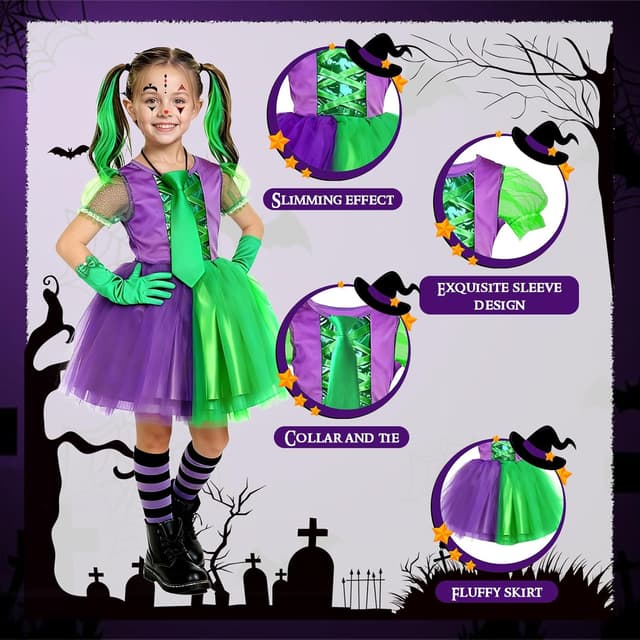 Thumbnail 4 de BITOYO Déguisement Halloween Fille 7 Pièces Clown