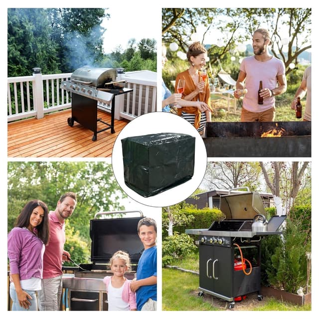 Detalle de Toolland housse de protection pour barbecue extérieur en polyéthylène – bâche rectangulaire vert 110 x 70 x 100 cm
