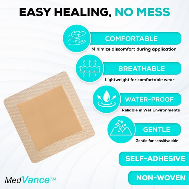 Detalle de MedVance TM Silicone Bordered Silicone Adhesive Foam Dressing, 7"x7" (5"x5" pad), Box of 5