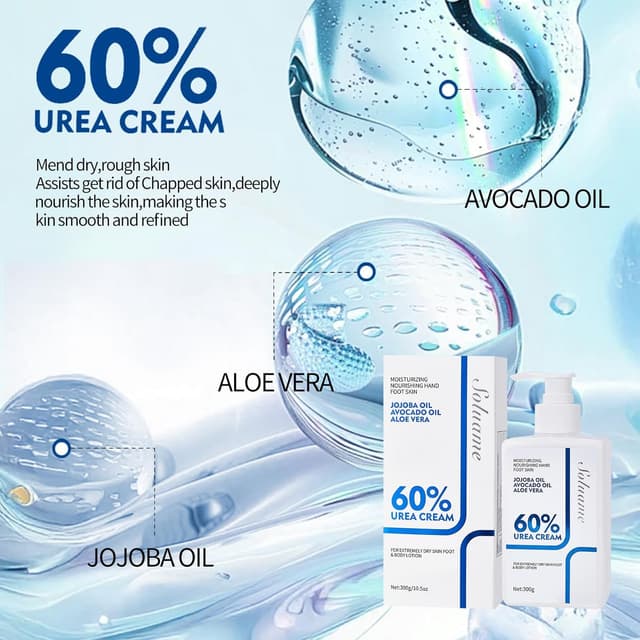 Detalle 2 de Soluame Urea Bodylotion mit 60% Urea Plus 2% Salicylsäure – schnell einziehende Pflege für trockene Haut (300 g)