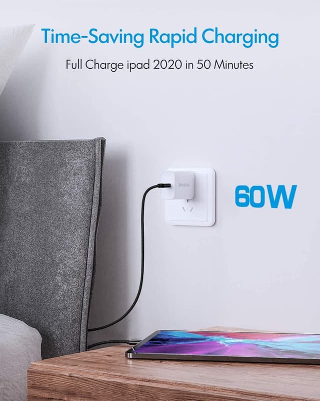 Detalle de CLEEFUN Long USB-C to USB-C Cable (3m, 2-Pack) with PD 60W Fast Charging