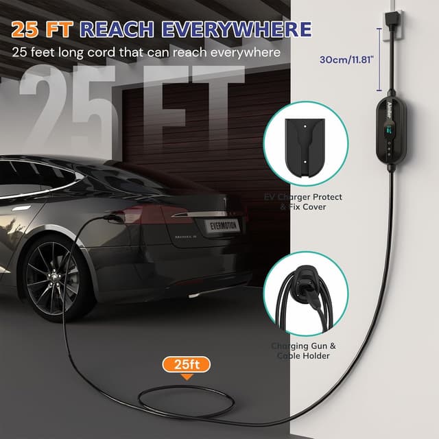 Thumbnail 6 de AIMILER Level 2 Tesla Charger (WiFi App, 32A) with NACS Connector + 25ft ETL-Certified Cable, NEMA 14-50P