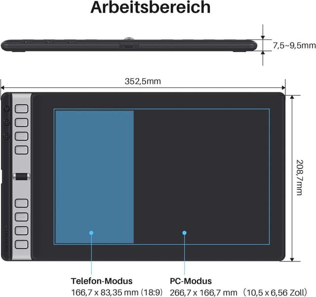 Detalle de HUION Inspiroy 2 L Grafiktablett (tragbar) mit 8192 Stufen und batterielosem Digitalstift
