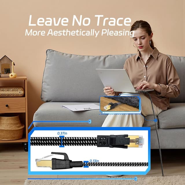 Detalle 2 de Cat 8 Ethernet Cable 30FT 40Gbps LAN