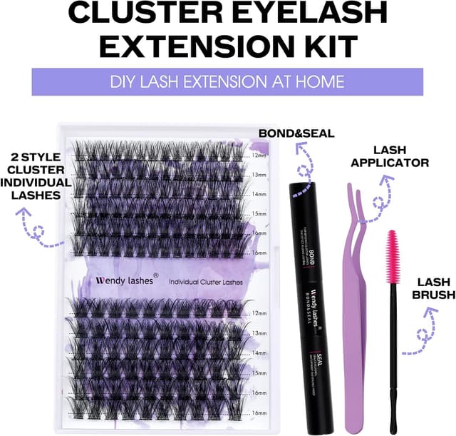 Thumbnail 2 de Pestañas C Curl C3+C9 en Racimo 12-16mm Kit DIY