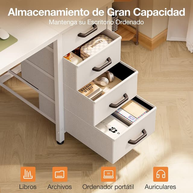 Detalle 2 de ODK Escritorio con 4 Cajones de Tela