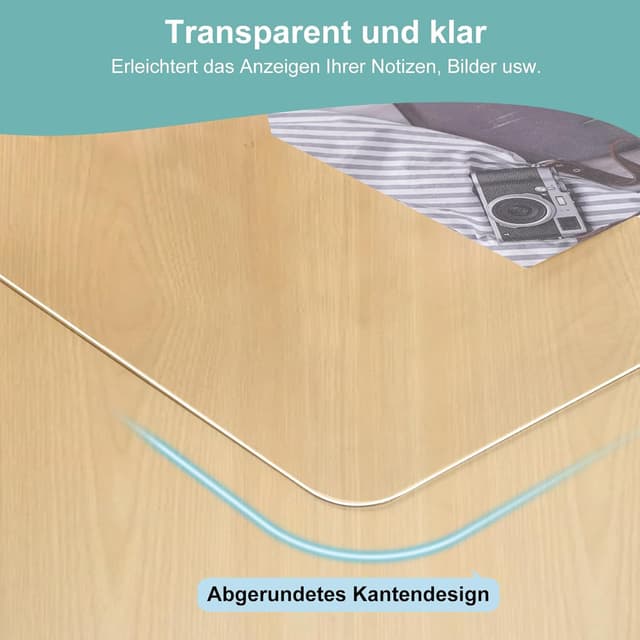 Detalle de Dreamil transparente Schreibtischunterlage aus PVC, wasserdicht mit abgerundeten Ecken – 60 x 33 cm