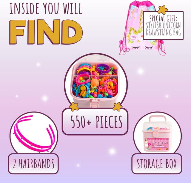 Detalle de Orian Pop Beads Jewelry Making Kit for Girls (550+ Piece Set) — Snap Beads for Bracelets, Necklaces & Rings