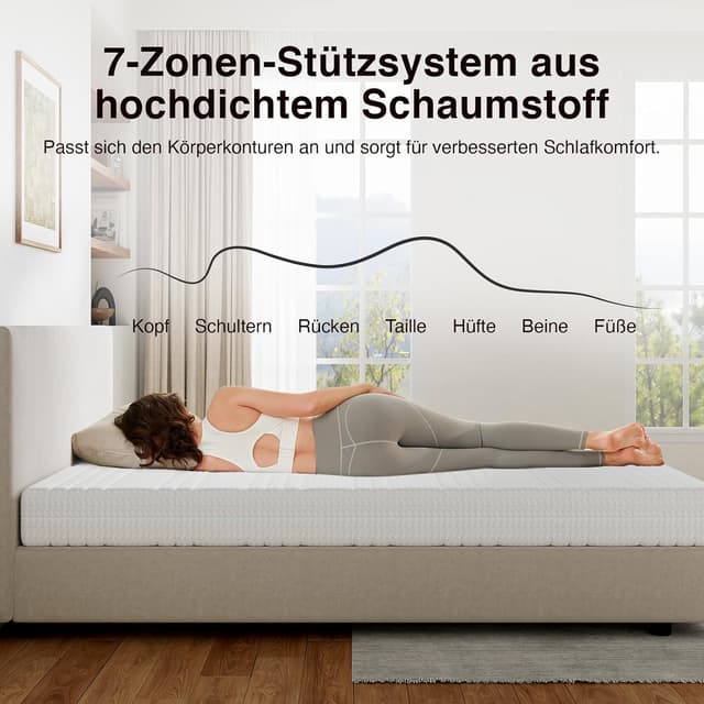 Detalle 2 de Novilla Kaltschaummatratze H3/H4 7-Zonen 120x200 (7-Zonen, 18 cm) – atmungsaktiver Bezug waschbar bis 60 °C