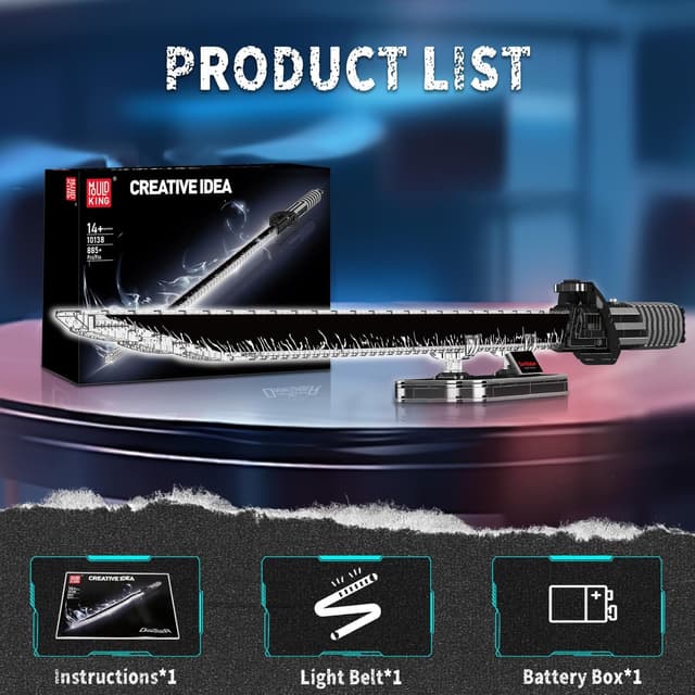 Thumbnail 6 de Mould King 116CM Darksaber Schwert-Bausteinmodell (885 Teile) mit LED und Ständer