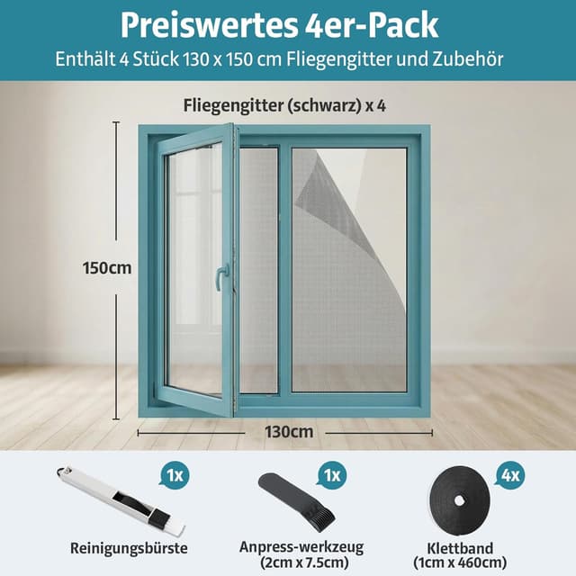Detalle 1 de YANGTE Fliegengitter Fenster 130x150