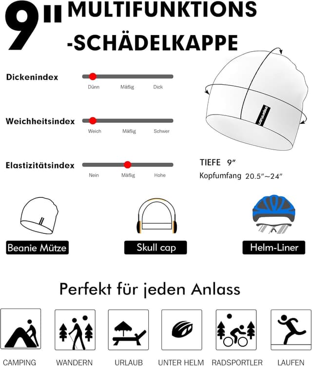 Detalle 2 de EMPIRELION 9 Zoll Running Beanie Skull Cap