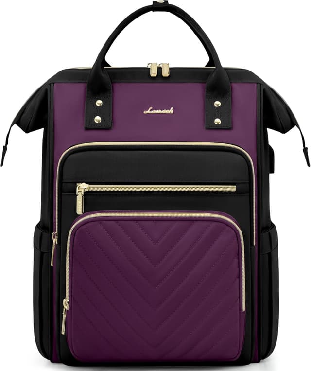 Detalle de LOVEVOOK Damen-Rucksack für Laptop bis 15,6 Zoll (wasserdicht) – City-/Reiserucksack in Violett