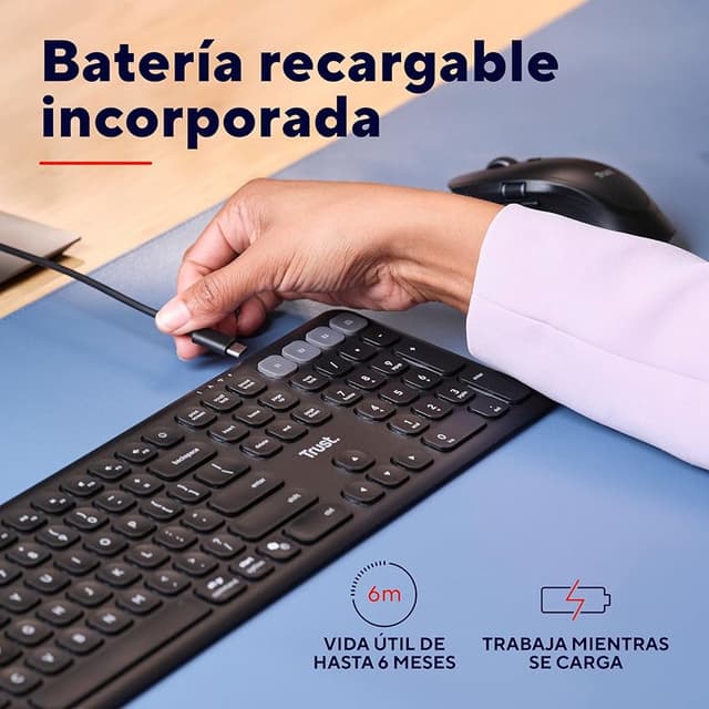 Thumbnail 5 de Trust Vaiya Teclado inalámbrico multidispositivo recargable 55% ♻️⌨