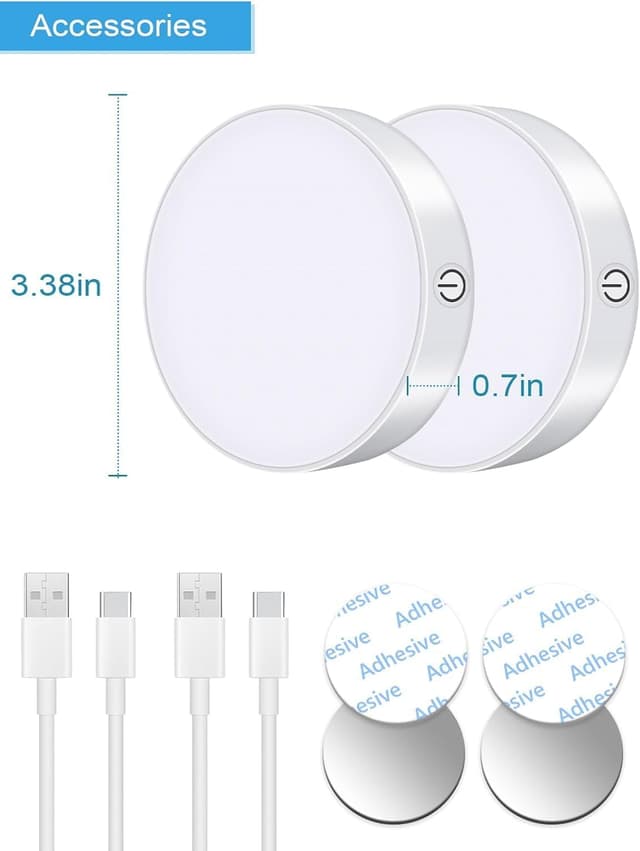 Detalle 2 de WILLED 3000K Dimmable Touch LED Puck Lights 2-pack