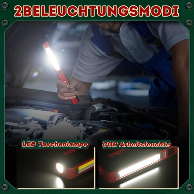 Thumbnail 2 de Linkax LED Arbeitsleuchte Werkstattlampe (2er-Set) mit COB, Magnet-Clip und Akku