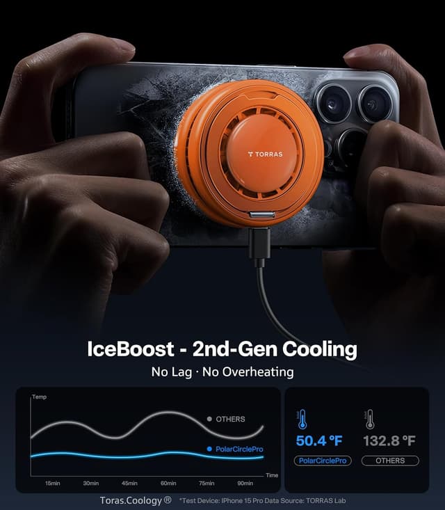 Detalle de Torras PolarCircle Qi2.2 Wireless Charger (PolarCircle Pro) with 360° Stand and 25W Cooling