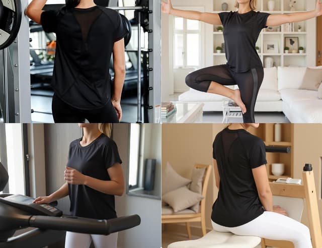 Detalle de Gyabnw maglietta sportiva donna a manica corta in rete, traspirante e ad asciugatura rapida