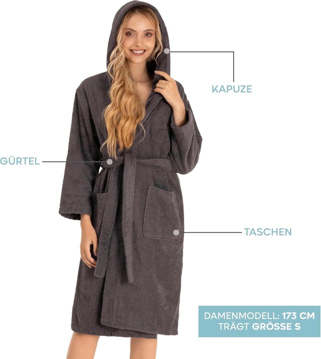 Thumbnail 2 de Twinzen Bademantel Damen 100% Baumwolle