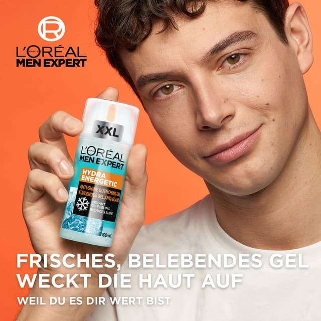 Detalle 2 de L’Oréal Paris Men Expert XXL kühlendes Gesichtsgel Hydra Energy (Anti-Glanz) – 100 ml