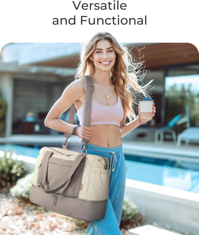 Thumbnail 6 de BAGSMART Quilted Duffle Bag 33L – weekend travel bag with shoe and 15.6" laptop compartment