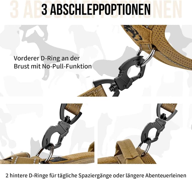 Detalle 1 de OneTigris Hundegeschirr Diesel einstellbar, weich gepolstert (Braun) – XL für mittelgroße und große Hunde