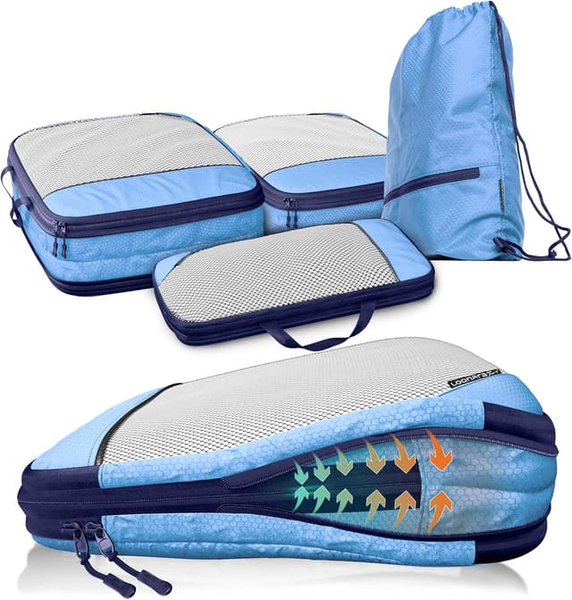 Detalle de LOONARA Travel Packing Cubes compressibles (lot de 4) pour valises et sacs à dos