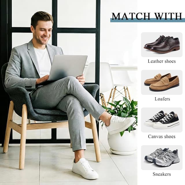 Detalle 2 de SukModen 8 Pairs No Show Loafer Socks for Men – Invisible Low Cut Bamboo Trainer Socks