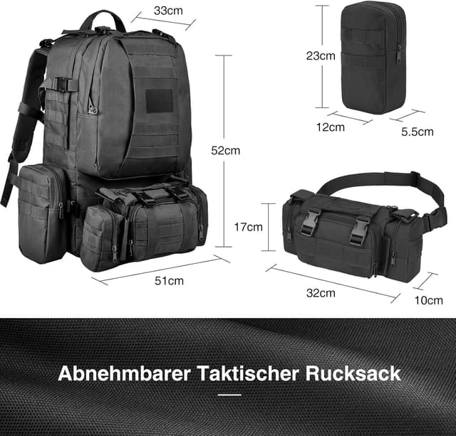 Detalle 2 de Wiserset taktischer Rucksack 60 l MOLLE