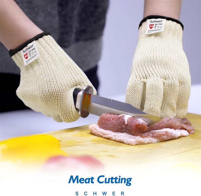 Detalle 2 de Schwer SlicePro Level 9 Cut Resistant Gloves PR1501 (Food Grade) – Mandoline & Meat Cutting Gloves, 1 Pair, M
