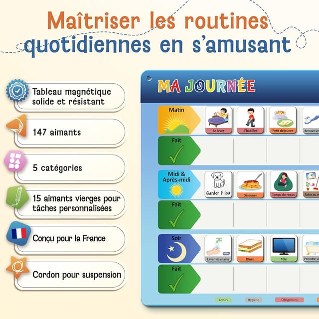 Detalle 2 de LIKARTO Planning journalier magnétique 42x32 cm