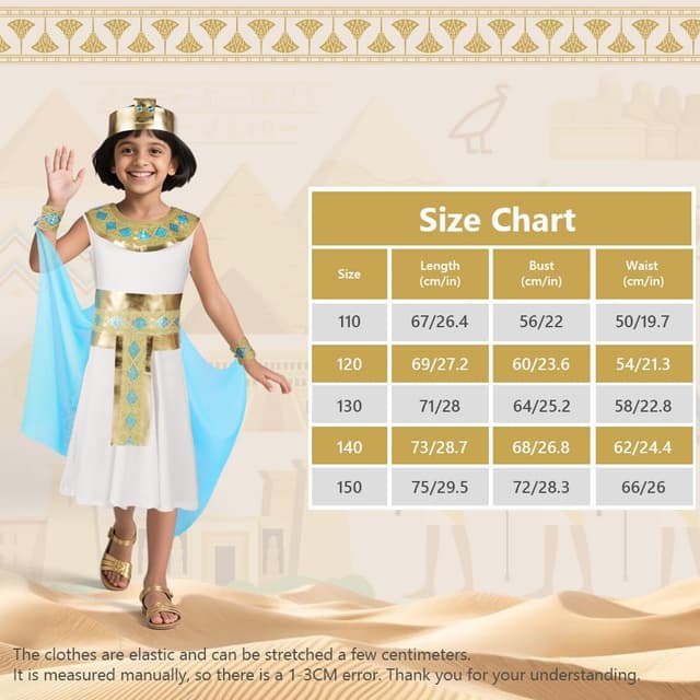 Detalle 2 de DiULi Cleopatra Girls' Costume Egyptian Queen Fancy Dress (Kids)