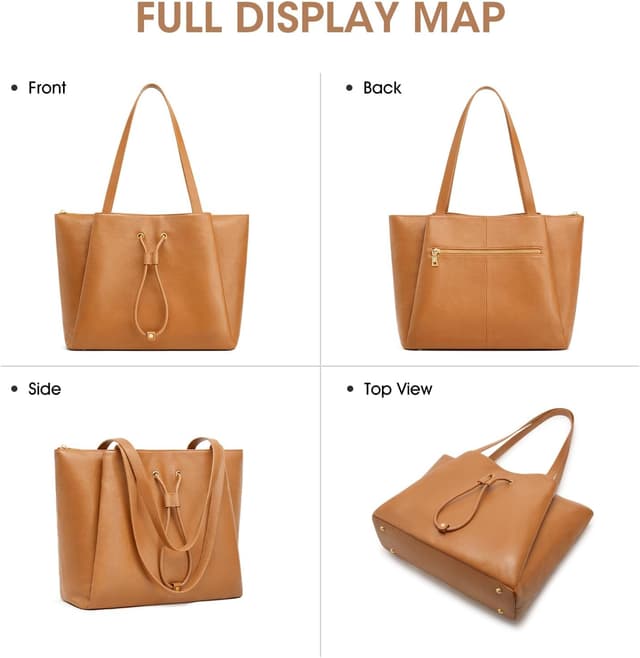 Thumbnail 6 de Kattee Large Genuine Leather Work Tote Bag for Women with Laptop Compartment