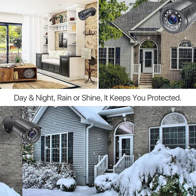 Thumbnail 6 de ZOSI 4 Pack 2MP 1080p HD-TVI Outdoor/Indoor Bullet Security Cameras (Black) with IR Night Vision