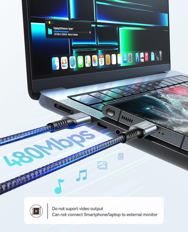 Detalle de Nimaso USB‑C auf USB‑C Kabel 1 m (USB‑C PD bis 60 W, 20 V/3 A) für Smartphone, Tablet & Laptop