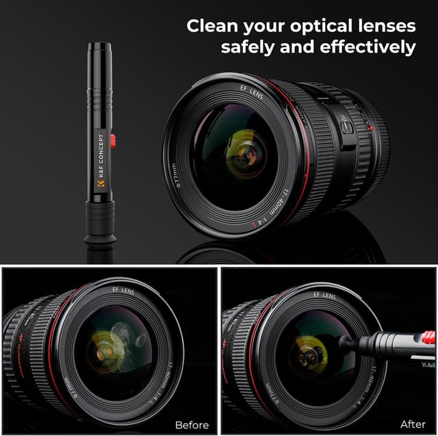 Detalle de K&F CONCEPT Lens Cleaning Pen (two-in-one brushes & carbon tips) for camera lens and filters