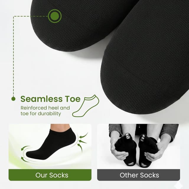 Detalle de FALARY Bamboo No Show Trainer Socks (6 pairs) – invisible low cut ankle socks with anti-slip silicone stripes