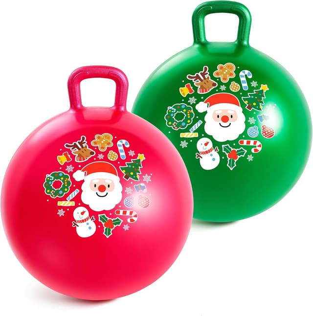 Detalle de INPODAK 2er-Set Weihnachts- Hüpfball (45 cm) für Kinder 3–8 Jahre, rutschfest, bis 100 kg belastbar