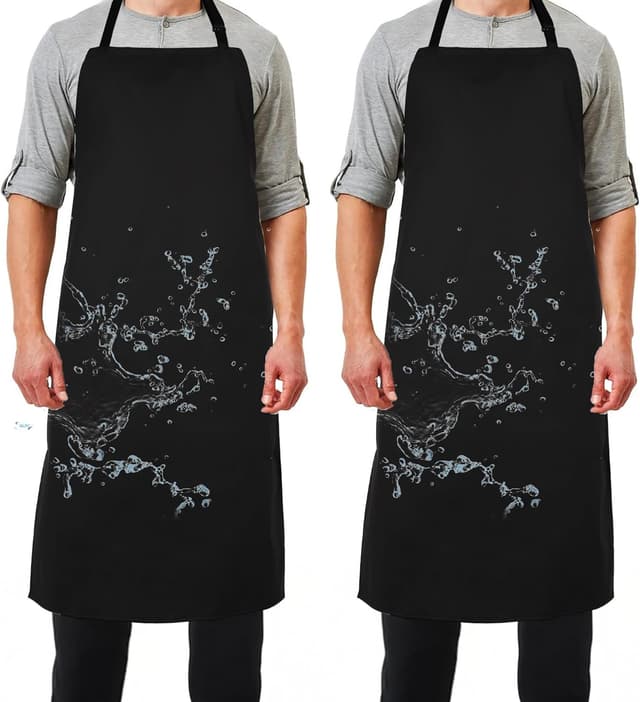 Detalle de MIKI WELL Waterproof Apron (Black) – 41.3 Inch Heavy-Duty Chemical Resistant Work Chef Apron