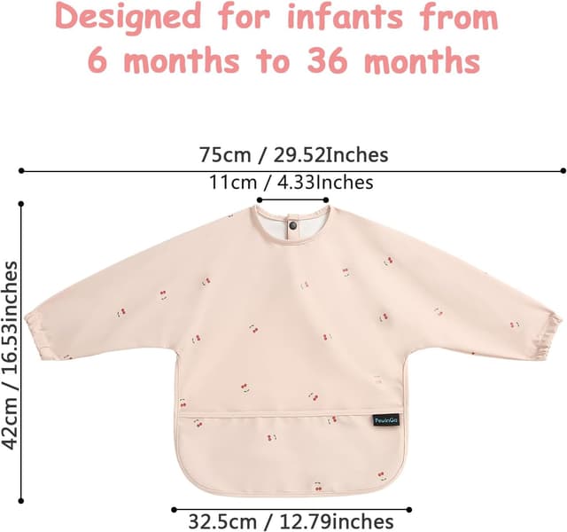 Detalle 2 de PewinGo Lätzchen zum Abstillen mit Langen Ärmeln & BLW, Weiches und Hautfreundliches Material, Lätzchen zum Stillen, Wasserdicht und Leicht zu Reinigen & Maschinenwaschbar, für Baby,und Kinder