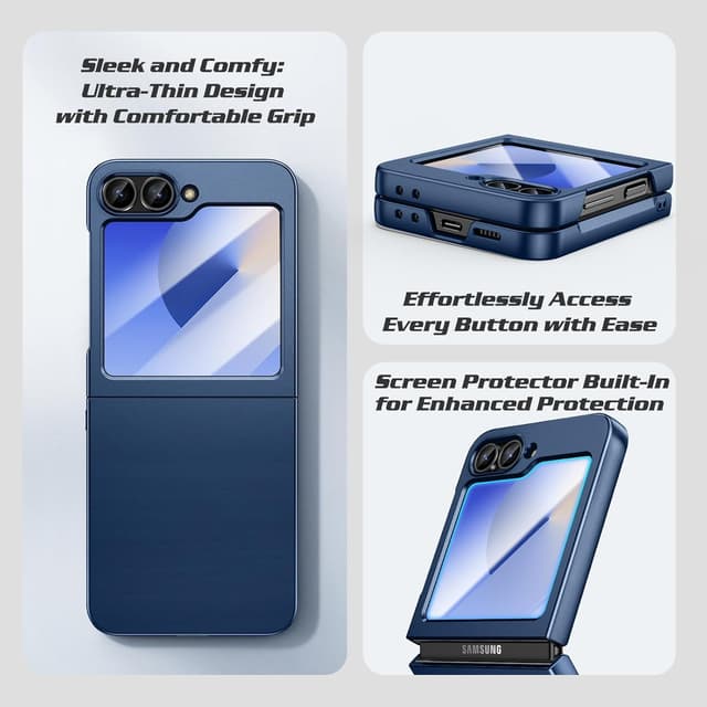 Detalle de Doeshine Coque slim pour Samsung Galaxy Z Flip 6 5G / Z Flip 7 FE – charge sans fil, verre trempé 9H et protection anti-chocs (bleu)