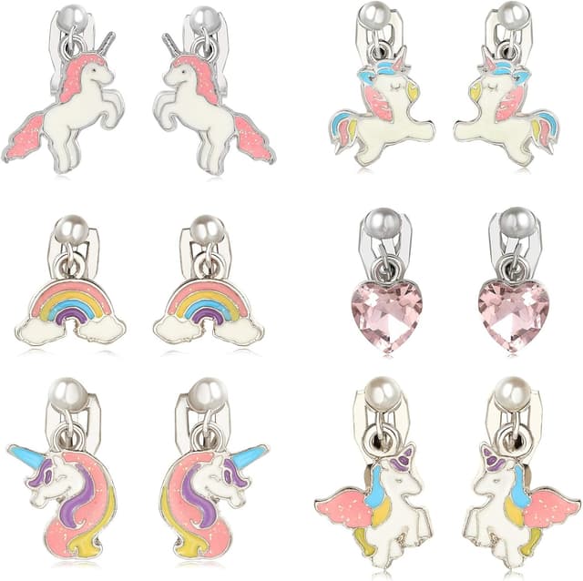 Detalle de Pinkgarden Clip On Earrings for Girls set of unicorn designs (pretend play & dress-up)