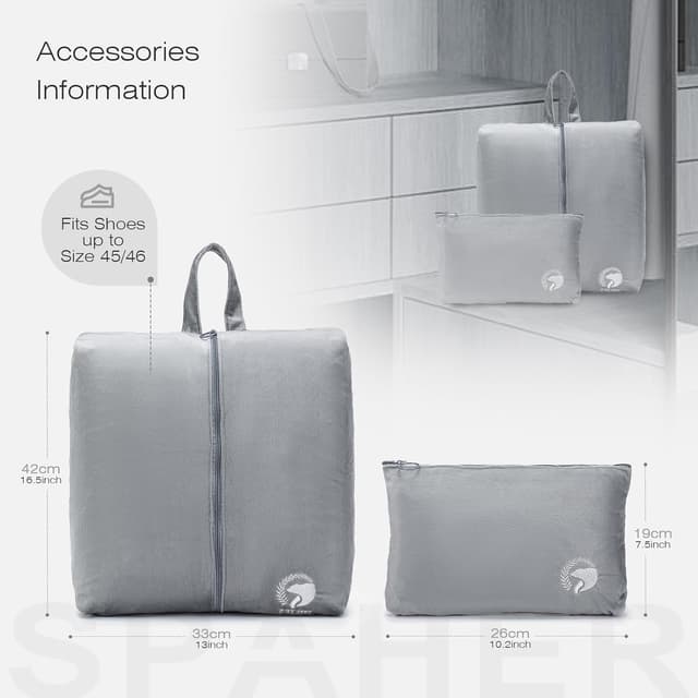 Detalle de SPAHER 2X Borsone da Viaggio Bagaglio a Mano 40x30x25 cm, 30 L (pieghevole) – impermeabile per palestra e weekend