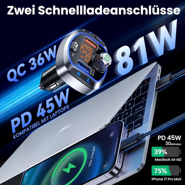 Detalle 2 de GizmoVine FM Transmitter 81 W mit Bluetooth